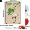 Never Give Up Vintage Frog Lover Metal Wall Poster 8x12 Inch Home Decor