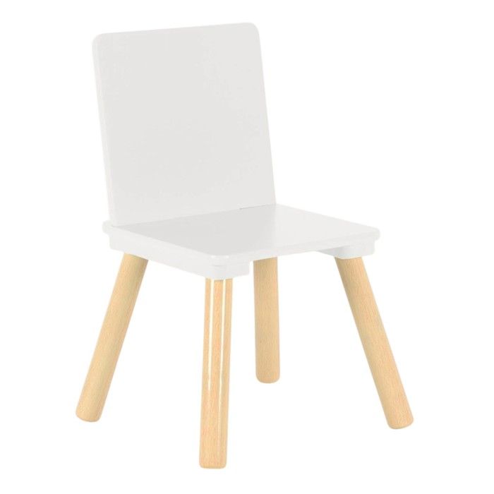 Chaise Enfant en Bois GINGER HOME, Style Scandinave, MDF et Pin, Bords Arrondis, Blanche, 26,8x26,8x50 cm