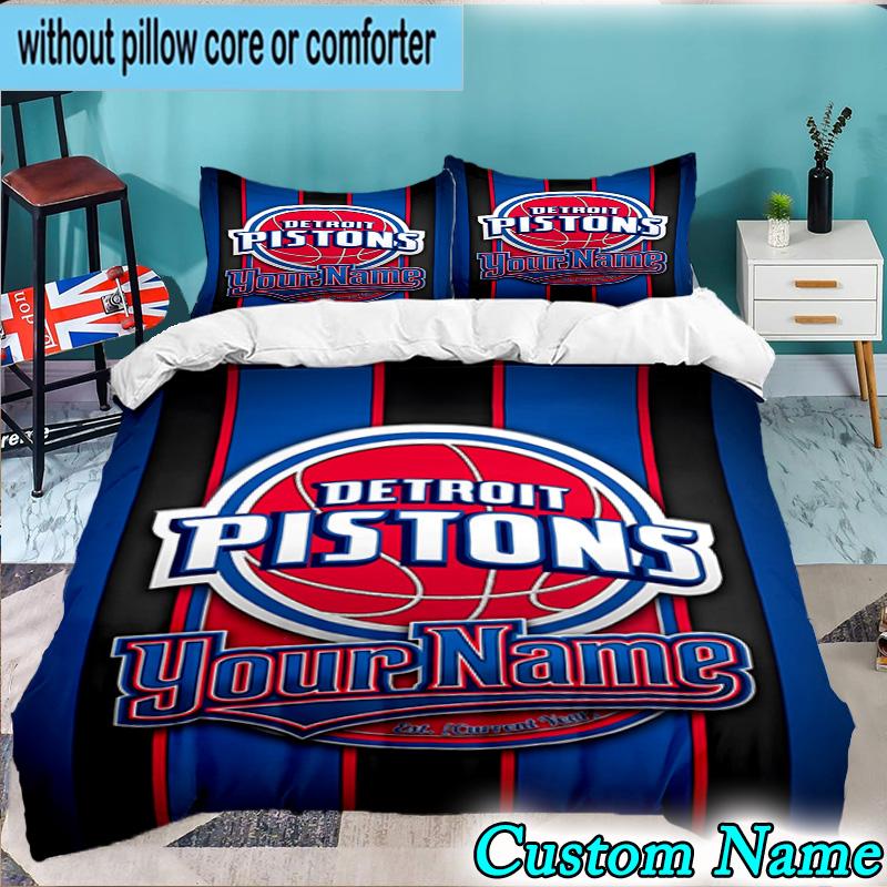 Custom Name 3PCS Detroit Basketball Art Bedding Set,Including Duvet Cover And 2pcs Pillowcases Perfect for Bedroom,Dormitory,Fan Christmas gift