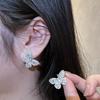 Изысканные серьги-гвоздики в виде бабочек и открытое двойное кольцо-бабочка: Универсальный, Модный Дизайн для Женщин