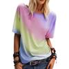 Летняя женская одежда Футболка с круглым вырезом, коротким рукавом, градиентным принтом тай-дай Женские наряды Повседневная уличная одежда Ежедневная носка Градиентный