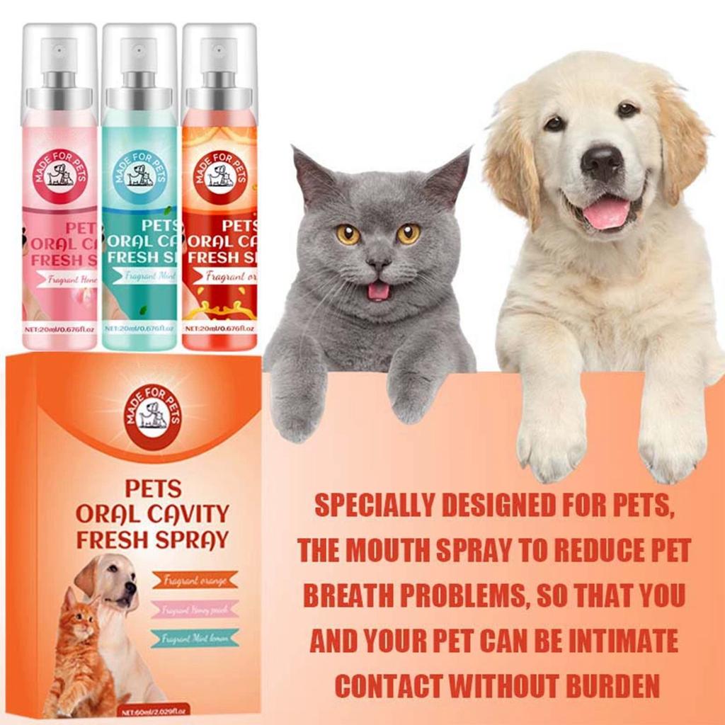 Спрей-дезодорант для полости рта для собак, кошек, свежее дыхание, длительный и не раздражающий. 60 мл