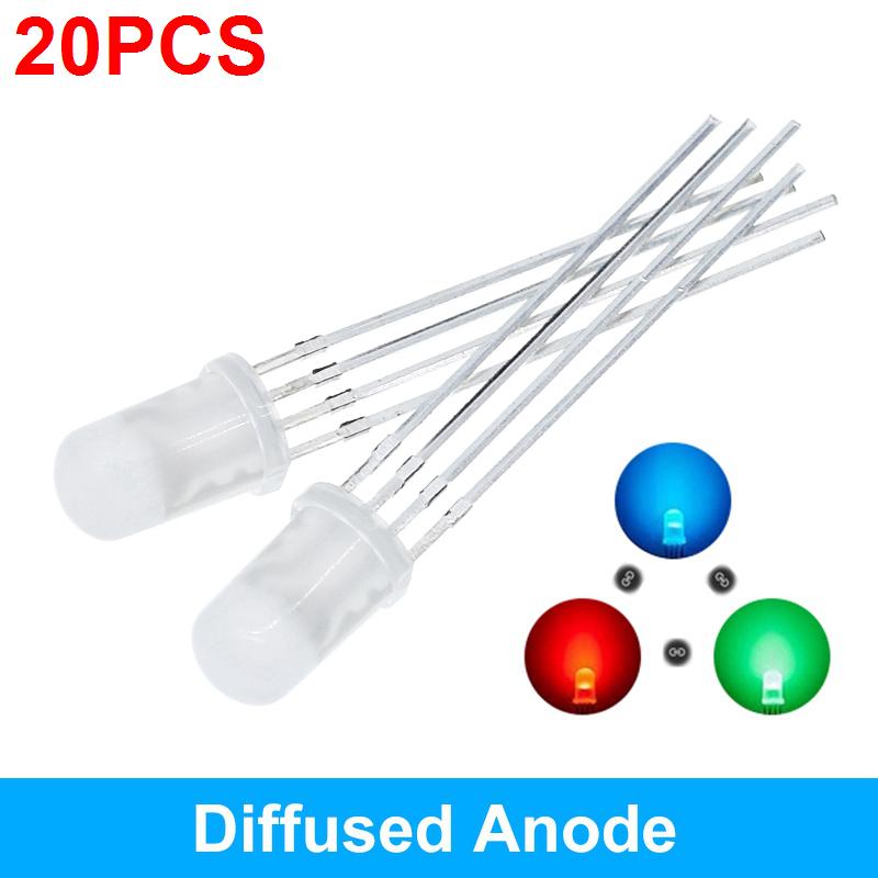 10/20/50pcs Multicolor 4pin 5mm RGB Led Diode Light Lamp Tricolor Round Common Anode LED F5 Light Emitting Diode Red Green Blue