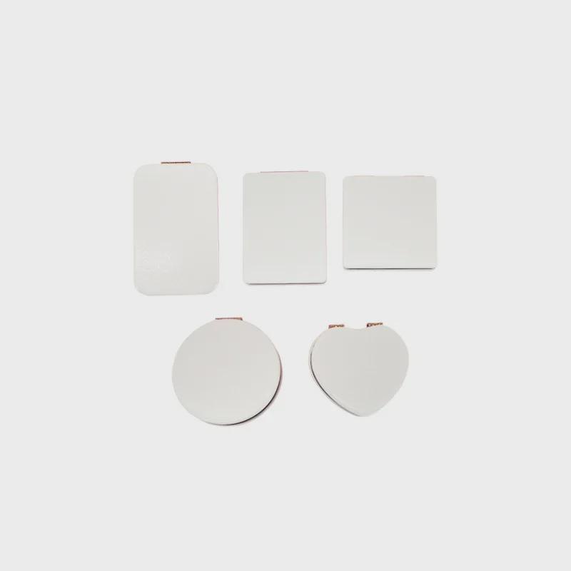 Компактное белое ПУ двухстороннее ручное складное зеркало для макияжа