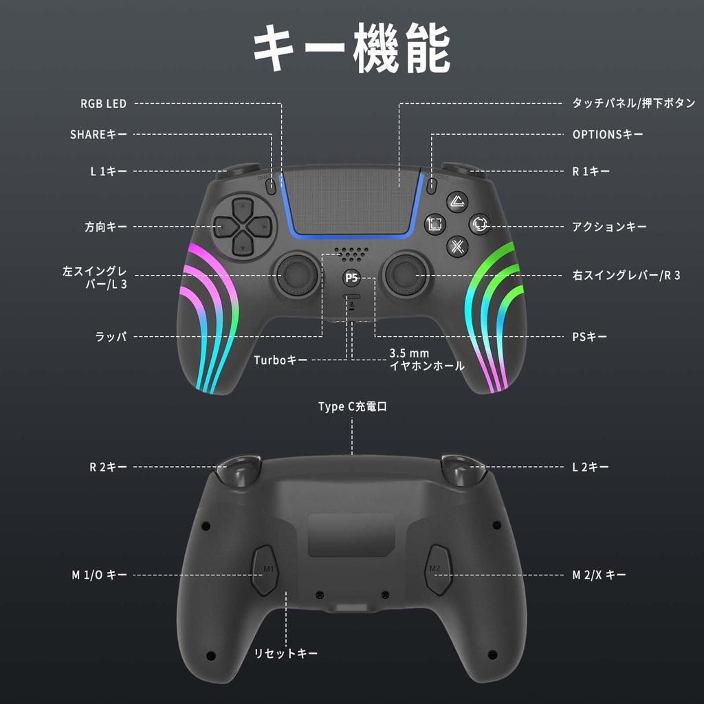 Controller for PS5 Pro in PhyiFlbey Compatible Wireless Controller Bluetooth Connection No Delay With Back Buttons Urbo Continuous Shooting Asymmetric