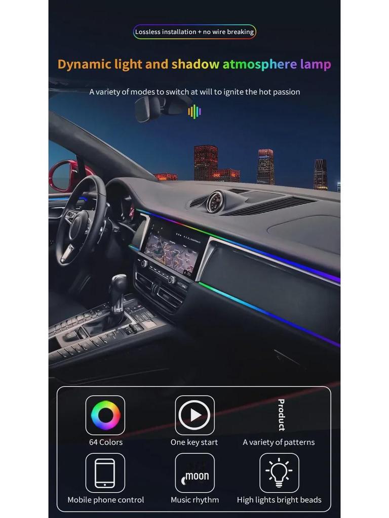 LED Car Interior Rhythm Lights with App Control