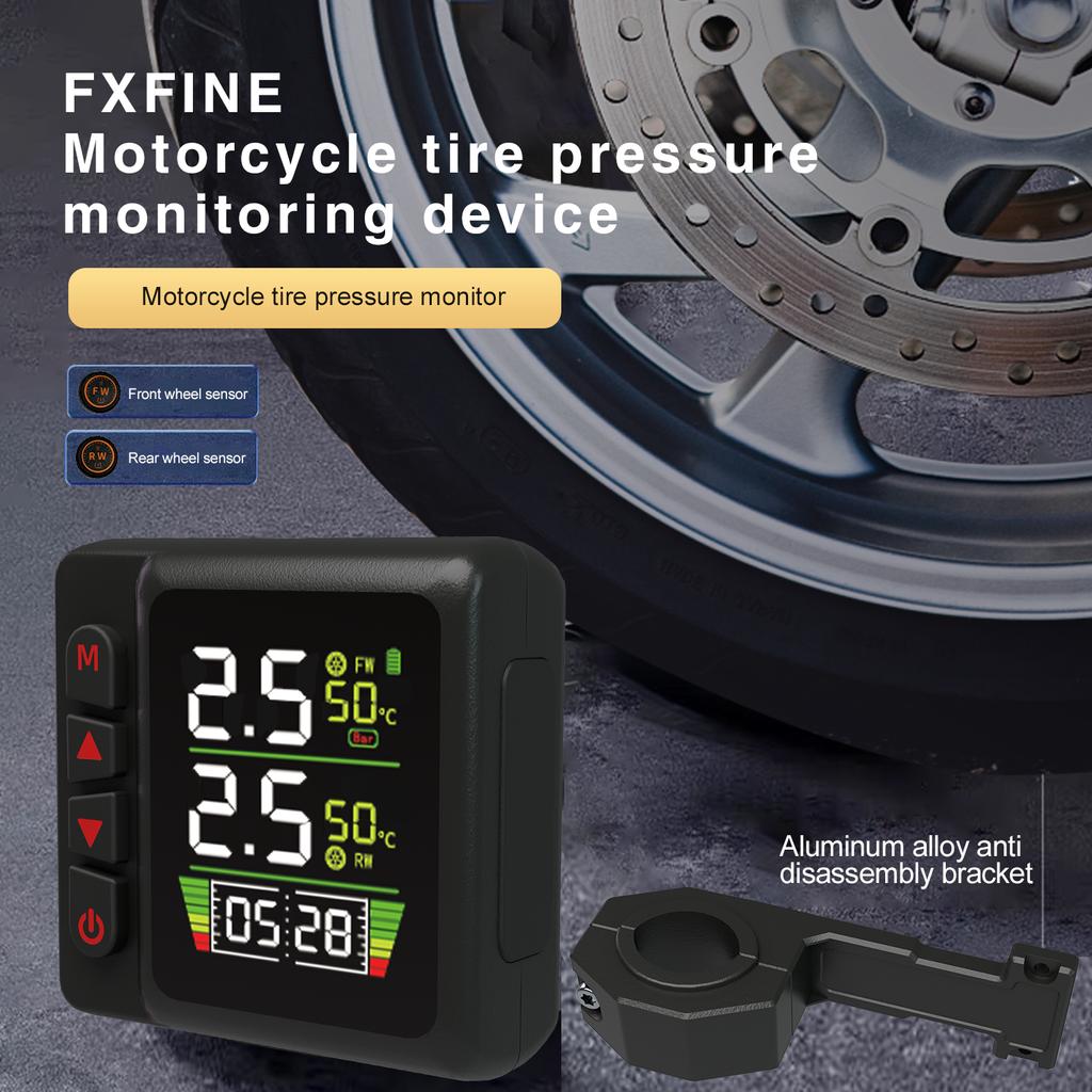 Мотоциклетные TPMS-мониторы давления в шинах, контроль температуры, сигнализация, часы с 2 внешними датчиками, быстрая зарядка через USB QC3.0