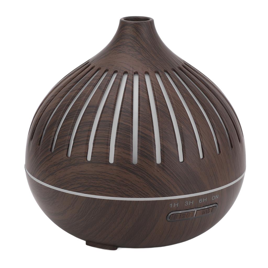 400ML Wood Grain Humidifier Desktop Aromatherapy Diffuser with Colorful Light Remote Control Auto