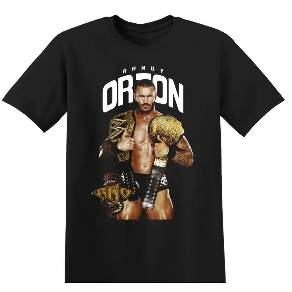 Футболка рестлера Скалы черная WWE Джефф Харди Футболка рестлера Рэнди Ортон Рей Мистерио Футболка рестлера WWE Оверсайз Повседневный топ