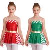 Girls Christmas Costume Striped Sequin Dress Adjustable Straps Skirt Jumpsuit Party Dress Up Outfit