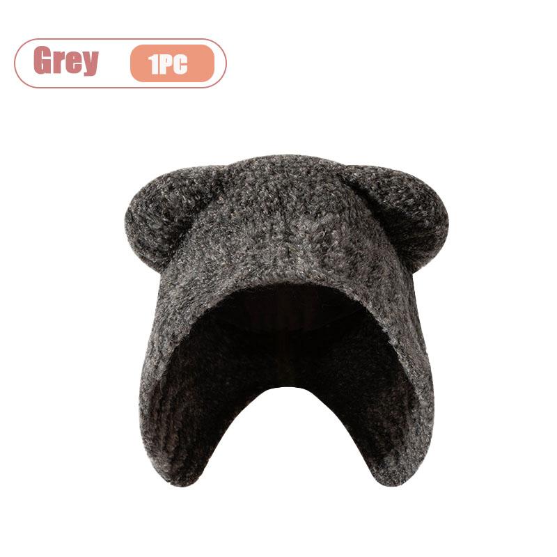 Xiaomi 1-10PCS Cute Bear Ear Knitted Hat for Women Warm Cozy Winter Fall Outdoor Casual Daily Wear Fashionable Brown Gray Color