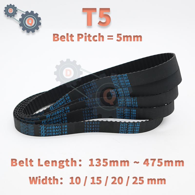 T5 Timing Belt Length 135mm to 475mm T5 Pitch 5mm Belt Width 10 15 20 25mm Synchronous Belts for CNC T5 Rubber Closed Loop Belt