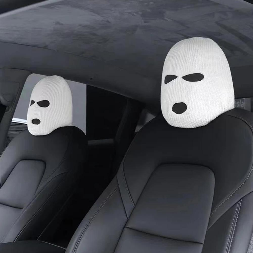 Чехол на подголовник автомобильного сиденья Балаклава с 3 отверстиями, полное покрытие на Хэллоуин, Рождество, забавное украшение для автомобиля, универсальное для Tesla, BMW, Benz, Nissan