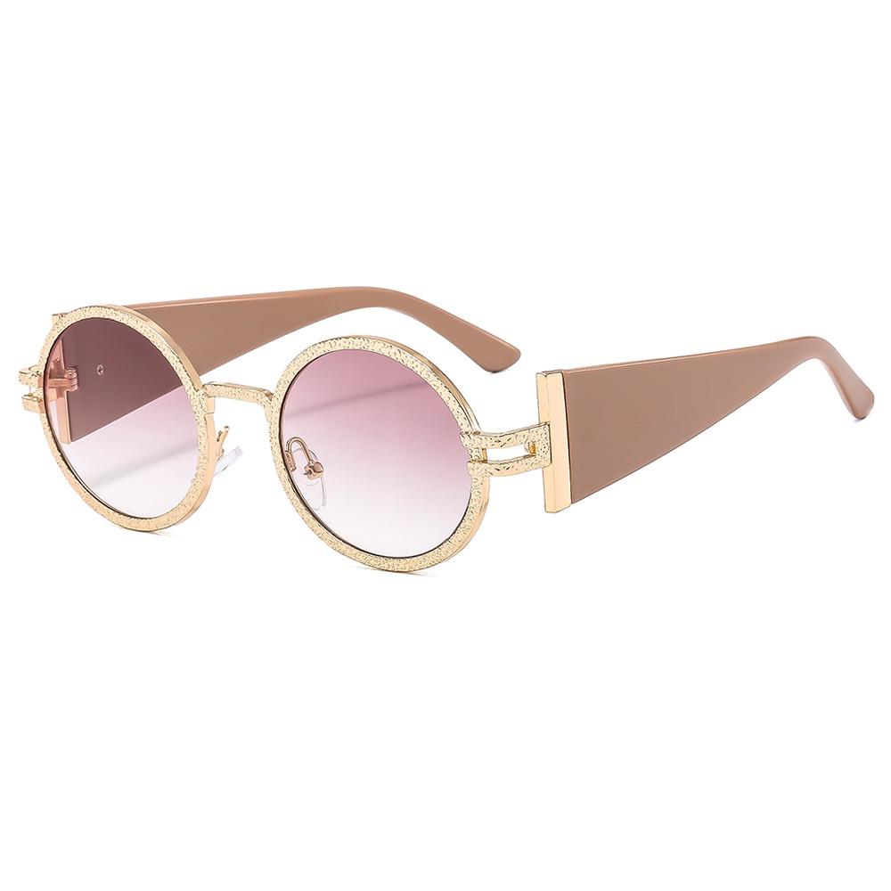 Fashion Round Punk Sunglasses UV Protection Retro Hip Hop Shades Oval Wide Temples Sun Glasses for Women & Men