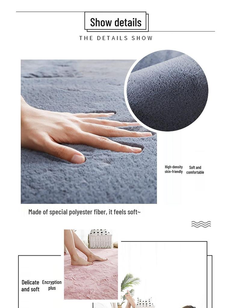 Плюшевый ковер из искусственного кроличьего меха для гостиной, спальни или эркерного окна – машинная стирка, толстый и с полным покрытием.