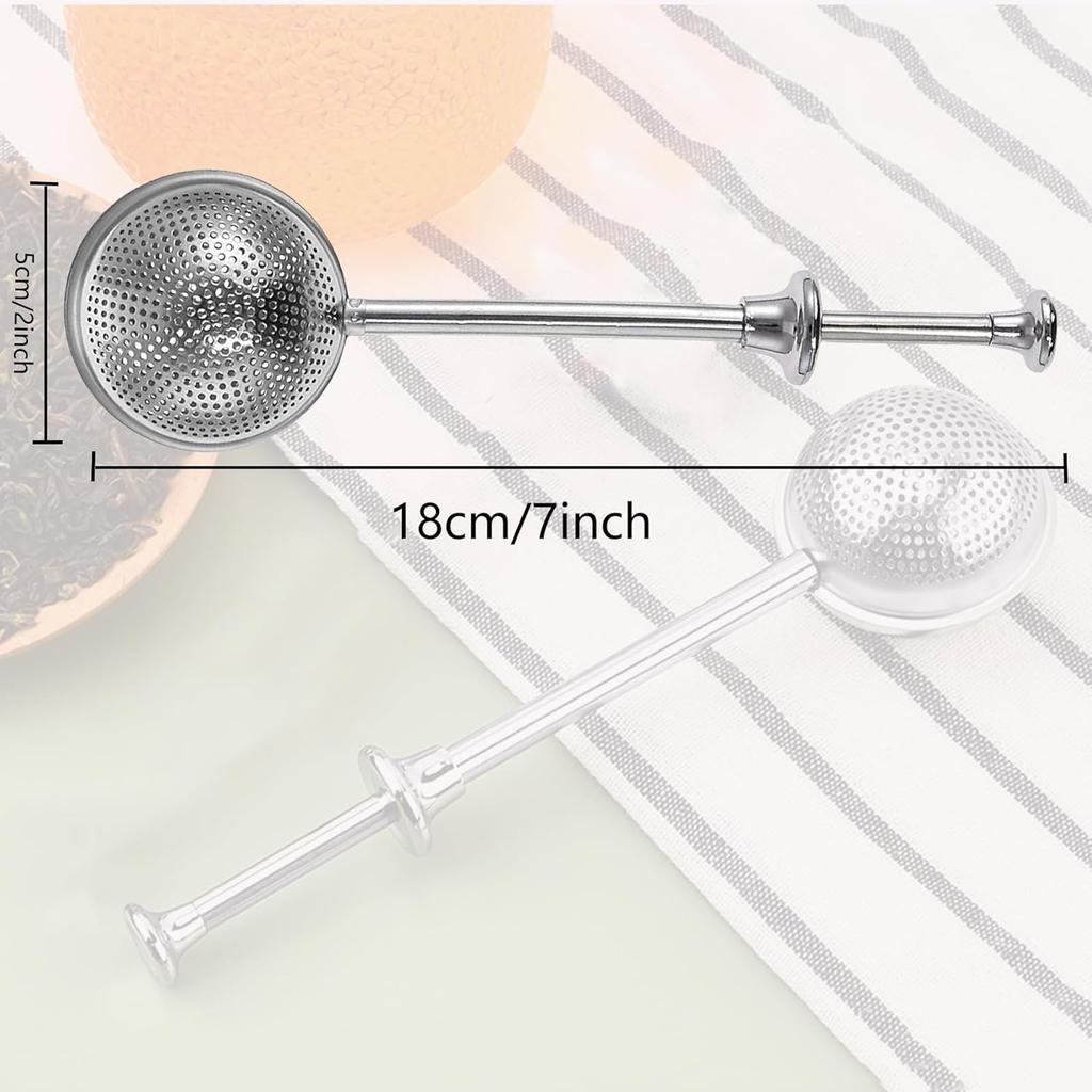 Long Handle Tea Ball, Stainless Steel Tea Infuser for Loose Leaf Tea, Filters with Handle for Cup and Teapot, Reble Fine Mesh Tea Interval Diffuser