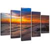 Five Piece Picture Canvas Print Sea At Sunset