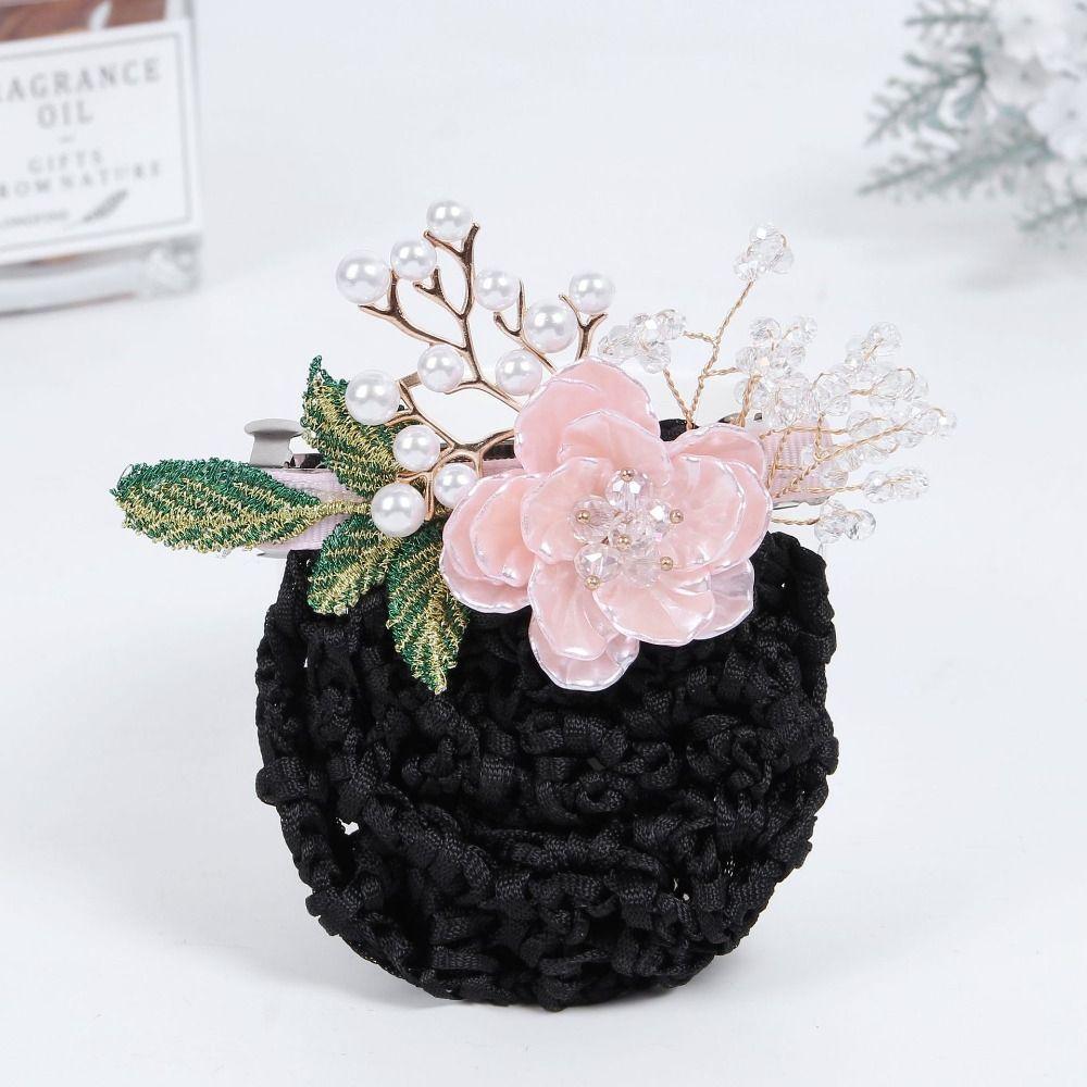 Сетка-чехол для шпилек, Снуд с цветком, Зажим-пружина, Корейский стиль, Кружевная сетка для волос, Подарок на День матери