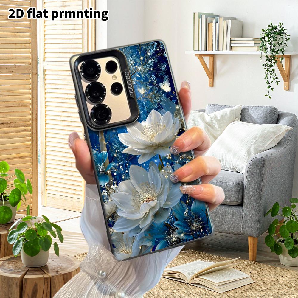 Чехол для телефона: 2D Плоский Защитный Чехол для Samsung Galaxy A34 A35 M05 M06 S20 S22 S21 FE Plus 5G, Стиль для Пар, Темная Ночь Белый Лотос, Рождество и Хэллоуин