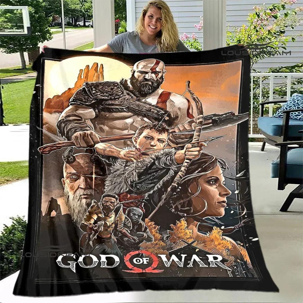 Плед с принтом God of War Плед для пикника Теплые фланелевые пледы Домашние постельные принадлежности Постельные покрывала Подарок на день рождения