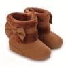 Cute Bowknot Comfortable Boots for Baby Girls Soft Warm Plus Fleece Boots for Indoor Walking