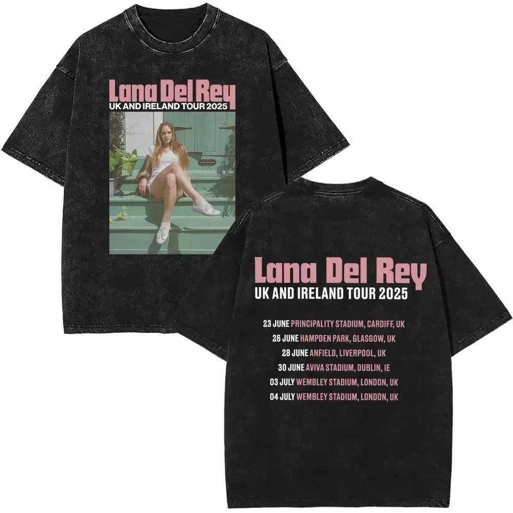 Стирка Винтаж Графический Футболка Lana Del Rey Глаза Унисекс Женская Мода Оверсайз Футболки с Коротким Рукавом Повседневные Хлопковые Футболки