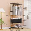 Simple Coat Rack Easy To Assemble Clothes Rack with Wheels PP Material Bedroom Storage Shelves Multi-layer Standing Furniture