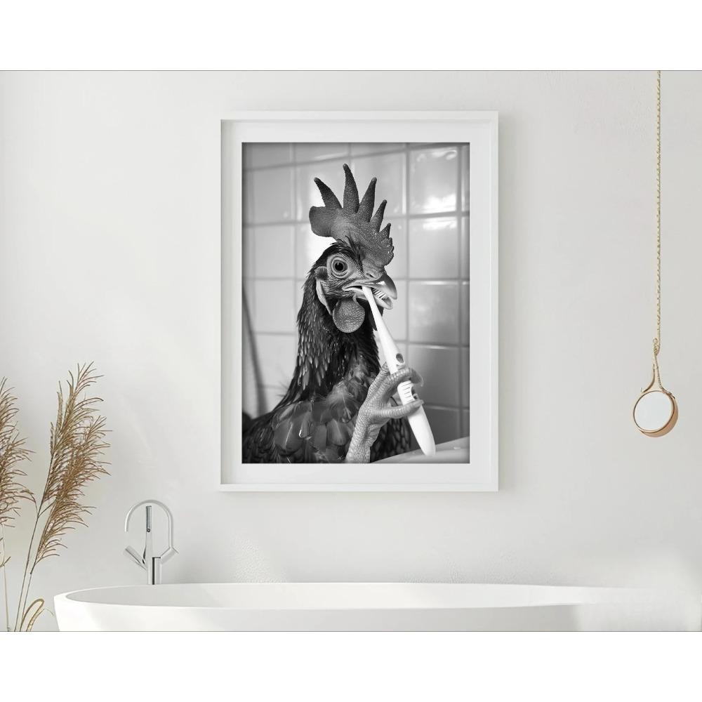 Brushing Teeth Animal Art Poster Lion Monkey Horse Rabbit Dog Cat Eagle Funny Bathroom Wall Stickers Bathroom Animals Home Decor