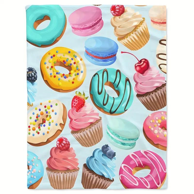 Donut Delight Printed Blanket for Sofa Bed Travel Camping Living Room Office Conditioning Blanket for All Seasons Gifts