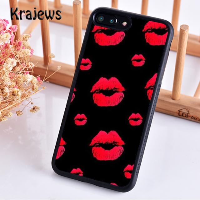 Krajews Чехол для телефона с красными губами "Поцелуй меня" Для IPhone 18 17 Air 16 15 14 plus 11 12 13 pro max coque Оболочка Fundas