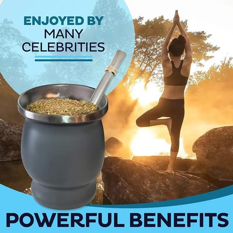 230ML Mate Cup 304 Stainless Steel Double Wall 8oz Portable Tea Mug Mate Tea Gourd with 2 In 1 Straw Spoon Give Cleaning Brush