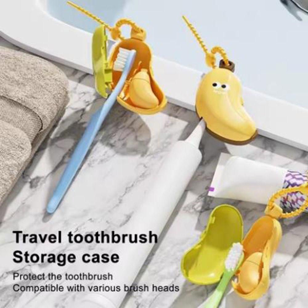 2Set 2 In 1 Banana Shape Toothbrush Cover Dustproof Toothbrush Dust Clamp Travel