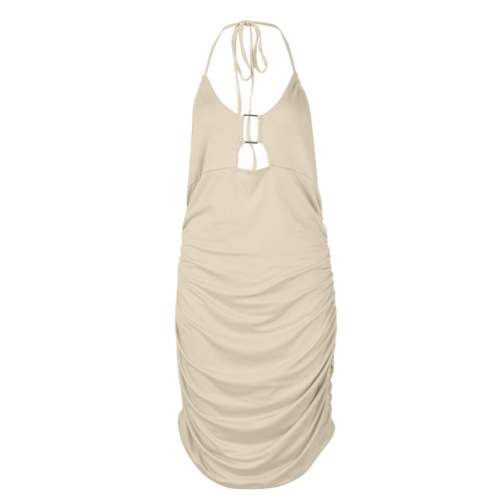 Женское повседневное сплошное сексуальное сексуальное платье с вырезами без рукавов