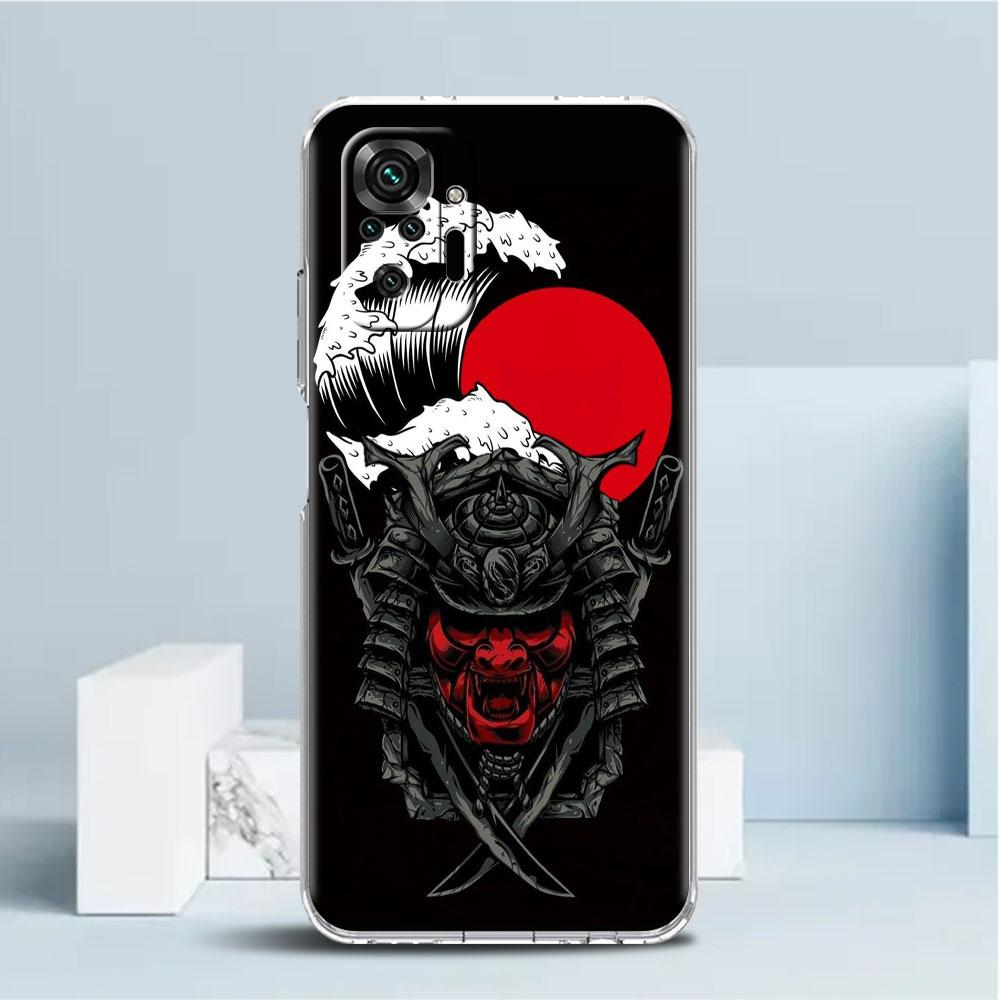 Чехол с маской самурая Они для Xiaomi Redmi Note 11 Pro 10 9 9S 8 8T 7 9A 9C 9T 10 10C K40, прозрачный мягкий чехол из ТПУ