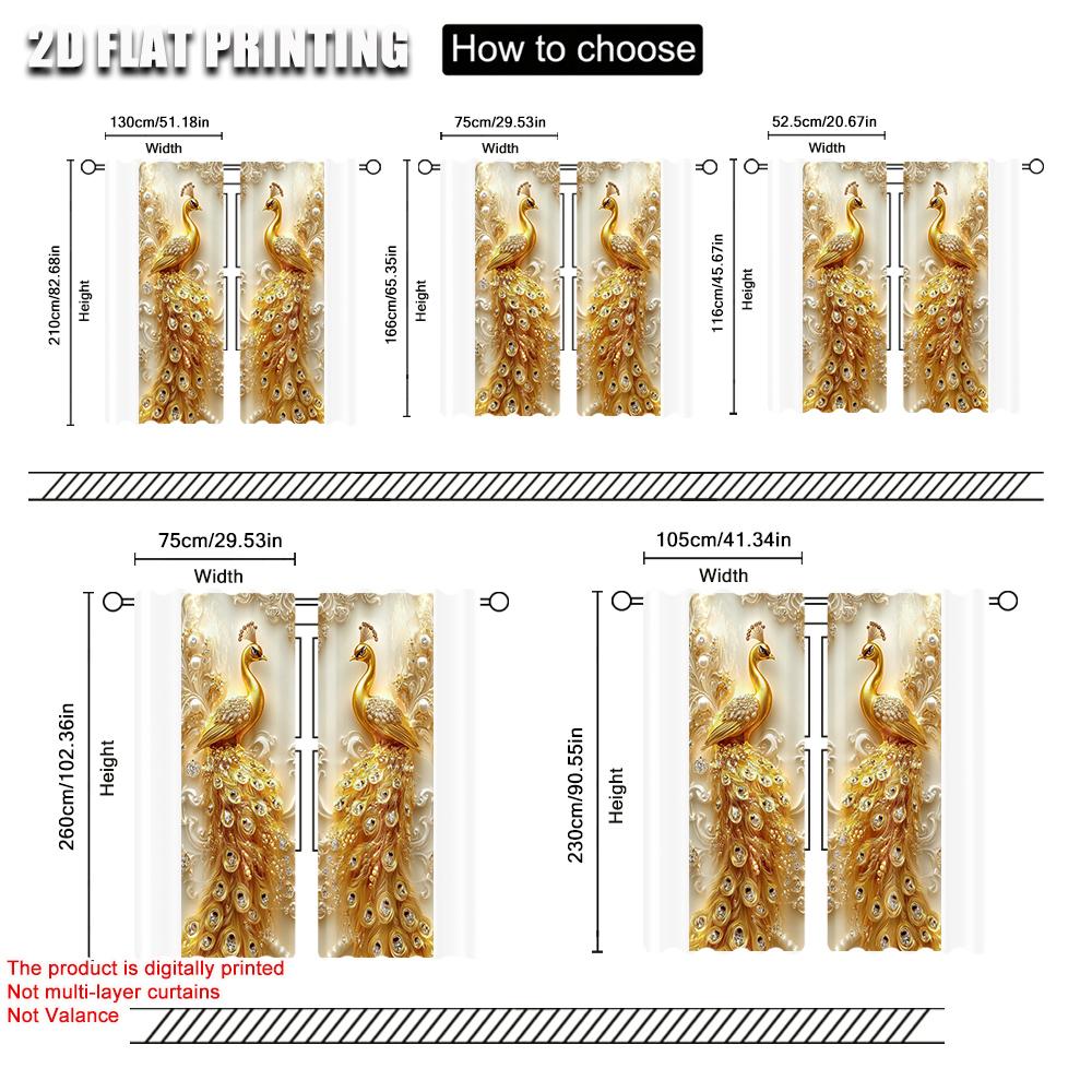 2 шт., Шторы павлин (3) Универсальный полиэстер, без электричества, праздничный настенный декор, идеально подходящий для эстетики декора различных комнат