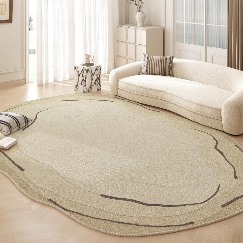Irregular Cream Style Carpets for Living Room Fluffy Soft Floor Mat Light Luxury Bedroom Decor Line Carpet Thick Study Plush Rug