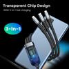 Кабель для быстрой зарядки мощностью 100 Вт с USB Type C, Micro USB и совместимостью с Lightning — длина 1,2 м, прозрачный чип, функция ночной подсветки