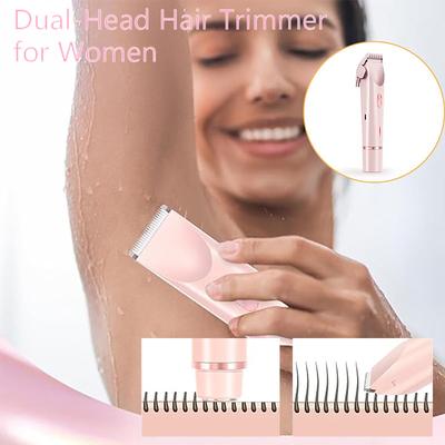 Электрическая бритва для зоны бикини для женщин – триммеры для волос с двумя головками для женщин, водонепроницаемое устройство для удаления волос на ногах и подмышках, для влажного и сухого использования, съемные головки