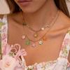 GEMCHIC Женское многослойное ожерелье с разноцветными цветами из нержавеющей стали, позолоченное 18 карат, богемская цепочка на ключицы