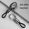 2023 Men's High-End Metal Keychain - Simple, Stylish Design with Double Leather Rope for Anti-Loss Protection