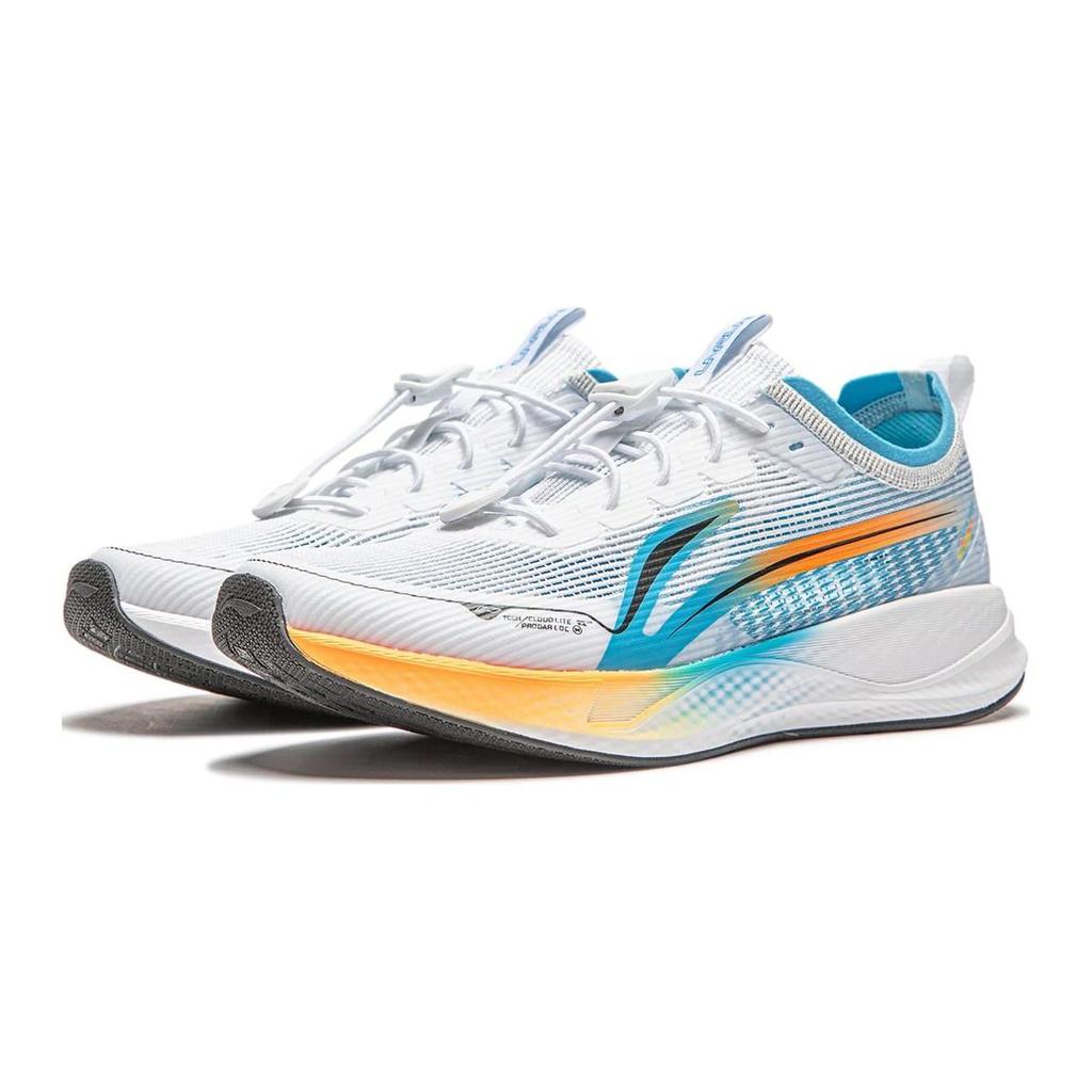 Li Ning модные универсальные двухслойные тканевые кроссовки для бега для молодежи, детские кроссовки белого и синего цветов YKFU014-5