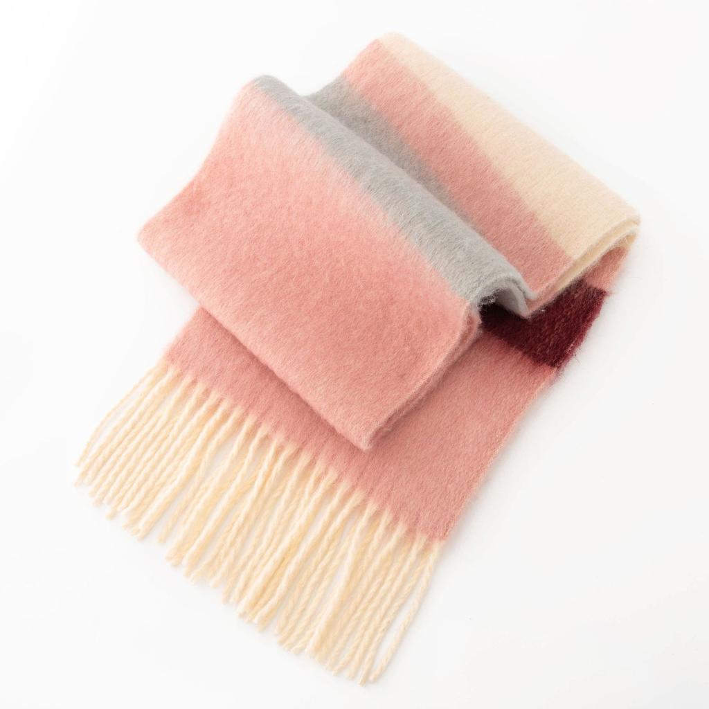 Fluffy Big Pull Hair Scarf Women's High-end Sense New Maillard Plaid Autumn and Winter Shawl Warm Fashion Trend