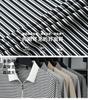 Classic striped men's casual seamless zipper polo shirt with four-way high elasticity