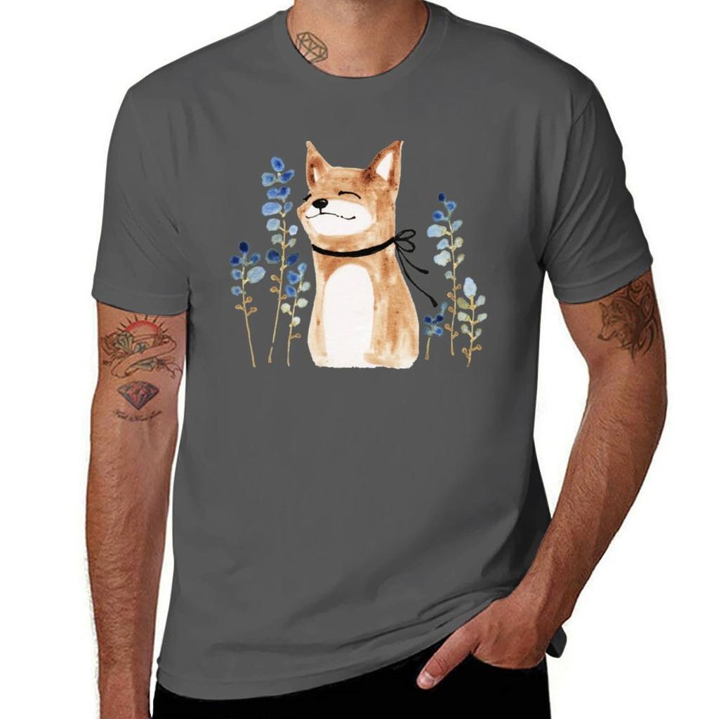 Fox and Flower TShirt Basic Solid Tee for Daily Use