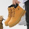 Men's Genuine Leather High-Top Martin Boots, Autumn/Winter 2024, Large Size, Yellow Outdoor Work Boots