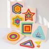 Wooden Geometric Colorful Puzzles 3D Shapes Cognition Board Montessori Puzzle Educational Toy for Toddlers Color Shape Learning