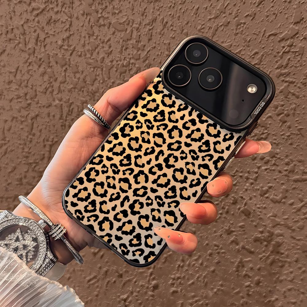 INS Чехол для телефона с леопардовым принтом для iPhone 17 16 15 14 13 12 11 Pro Max Air Матовый Лазерный Аврора Ударопрочный Funda