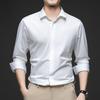 Men’s High-End Hidden Placket Long Sleeve Ice Silk Dress Shirt