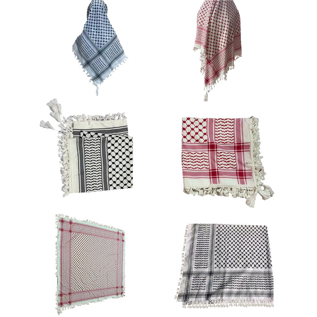 Middle East Keffiyeh Headscarf Square Men Scarf Wrinkles Resistant Bandana Scarf for Men and Women