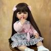 55cm 22 Inch  Full Soft Silicone Body Reborn Baby Girl Doll Realistic Princess Toddler  Bath Toy Birthday Gift a Birthday Present